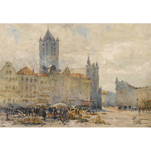 REN� LEVERD : Der Marktplatz von Gent (DOBIASCHOFSKY AUKTIONEN AG)