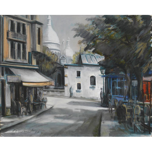 WILLY JAMES ROCHAT : Szene im Montmartre mit Sacr�-Coeur (DOBIASCHOFSKY AUKTIONEN AG)