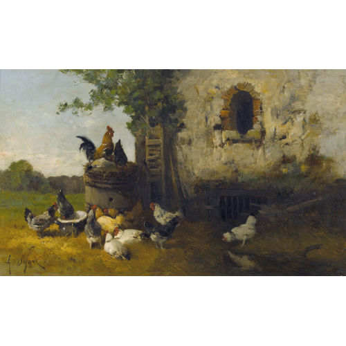 ALEXANDRE DEFAUX : H�hnerhof-Idylle (DOBIASCHOFSKY AUKTIONEN AG)