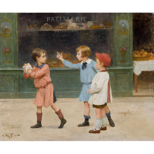VICTOR GABRIEL GILBERT : Trois enfants devant une p�tisserie (DOBIASCHOFSKY AUKTIONEN AG)