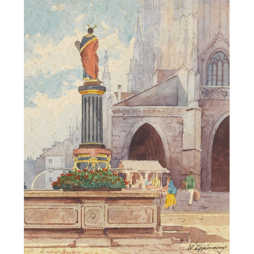 WALTER EGGIMANN : 'Der Mosesbrunnen auf dem M�nsterplatz' (DOBIASCHOFSKY AUKTIONEN AG)