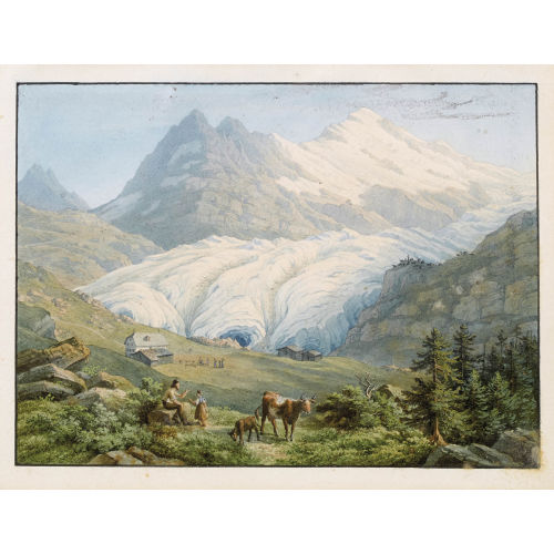 ANTON WINTERLIN : Blick auf den Grindelwaldgletscher mit Fiescherh�rnern (DOBIASCHOFSKY AUKTIONEN AG)