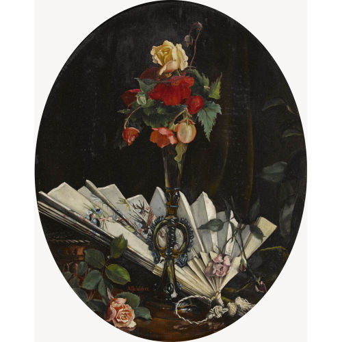 ALFRED WEBER : Stillleben mit Rosen und F�cher (DOBIASCHOFSKY AUKTIONEN AG)