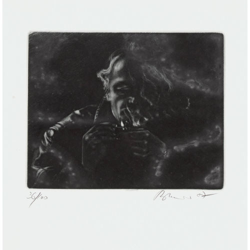 HANSJ�RG BRUNNER : 'Selbstportrait mit Pfeife' (DOBIASCHOFSKY AUKTIONEN AG)