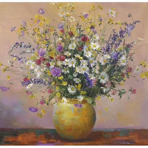 MARCUS JACOBI : Wiesenblumen in gelber Vase (DOBIASCHOFSKY AUKTIONEN AG)