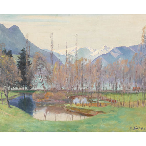 ROBERT KIENER : Herbstlandschaft mit Blick auf die Berner Alpen (DOBIASCHOFSKY AUKTIONEN AG)