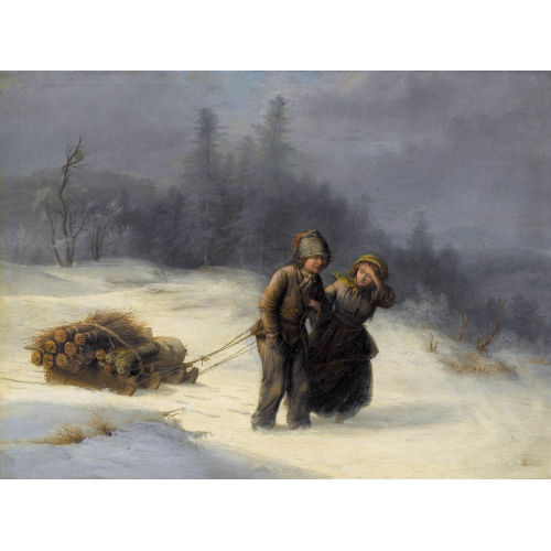 XAVER SCHWEGLER : Kinder mit Schlitten und Reisigb�ndeln (DOBIASCHOFSKY AUKTIONEN AG)