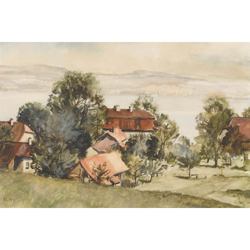 RUDOLF M�LLER : Seeuferlandschaft mit Bauernh�usern (DOBIASCHOFSKY AUKTIONEN AG)