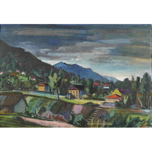 ADOLF MATHYS : Landschaft mit H�usern (DOBIASCHOFSKY AUKTIONEN AG)