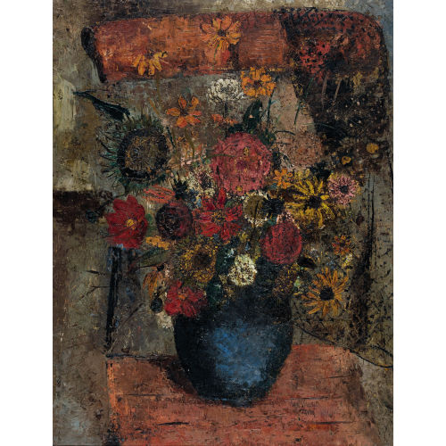 MARGHERITA OSSWALD-TOPPI : Blumenbouquet in blauer Vase (DOBIASCHOFSKY AUKTIONEN AG)