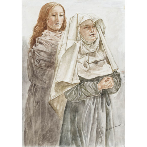 PAUL BODMER : Betende Nonne mit junger Frau (DOBIASCHOFSKY AUKTIONEN AG)