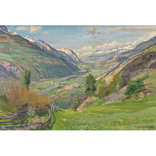 WALDEMAR THEOPHIL FINK : 'Maientag im Rhonetal' (DOBIASCHOFSKY AUKTIONEN AG)