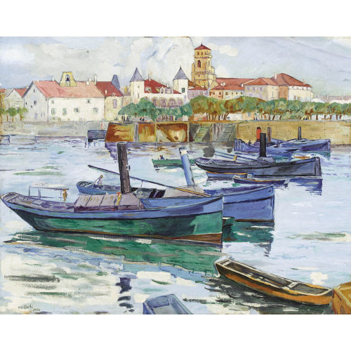 ALBERT JANUARIUS DI DECARLI : Der Hafen von Saint-Jean-de-Luz (DOBIASCHOFSKY AUKTIONEN AG)