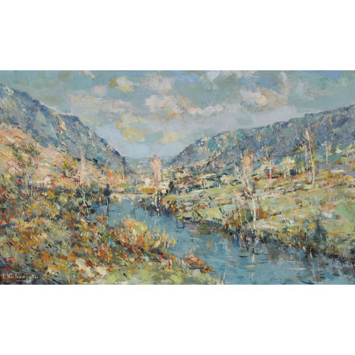 CHARLES (CHARLES-HENRI) VERBRUGGHE : La rivi�re Tarn (DOBIASCHOFSKY AUKTIONEN AG)