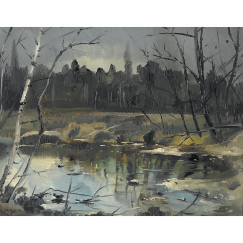 CHARLES MENGE : Landschaft am Waldrand mit Teich (DOBIASCHOFSKY AUKTIONEN AG)