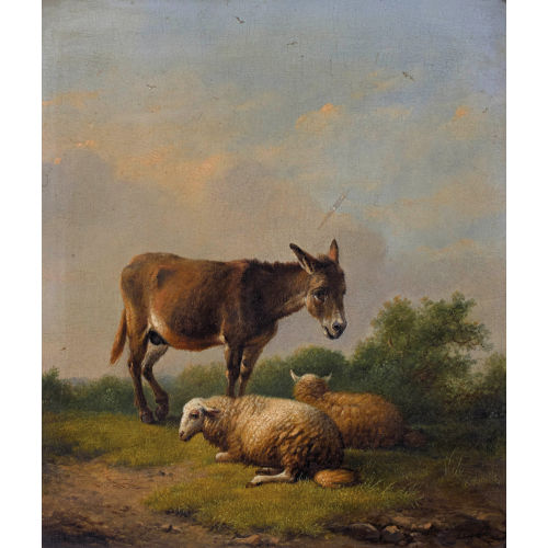 EUG�NE JOSEPH VERBOECKHOVEN : Esel und Schafe auf der Weide (DOBIASCHOFSKY AUKTIONEN AG)