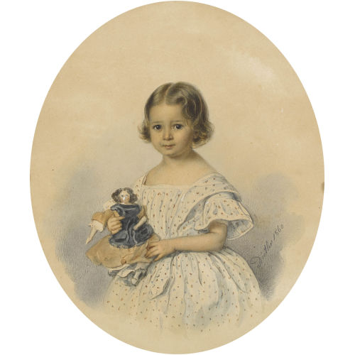 JOHANN FRIEDRICH DIETLER : Portr�t eines M�dchens mit Puppe (DOBIASCHOFSKY AUKTIONEN AG)