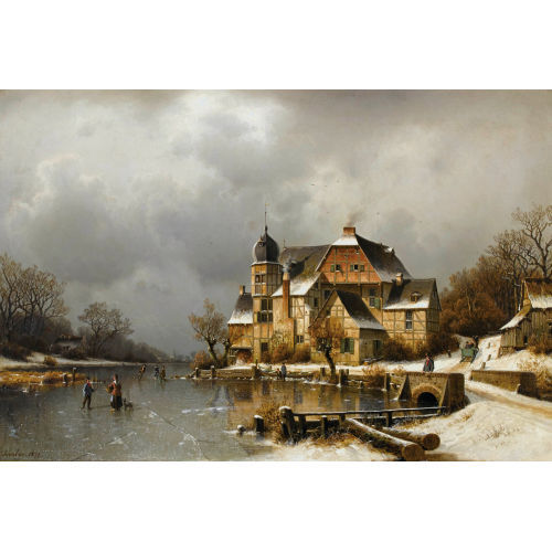 JOHANNES BARTHOLOM�US DUNTZE : Winterlandschaft mit zugefrorenem See (DOBIASCHOFSKY AUKTIONEN AG)