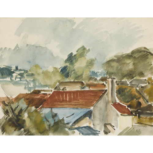 RAOUL DOMENJOZ : Landschaft mit St�dtchen (DOBIASCHOFSKY AUKTIONEN AG)