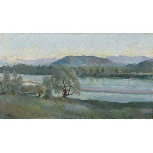 VICTOR SURBEK : Aareufer mit Blick auf den Belpberg (DOBIASCHOFSKY AUKTIONEN AG)