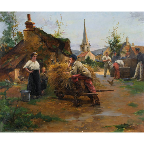 ALEXANDRE BLOCH : Dorfszene mit Rekruten (DOBIASCHOFSKY AUKTIONEN AG)