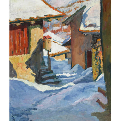 GIOVANNI GIACOMETTI : 'Verschneite Dorfpartie in Capolago' (DOBIASCHOFSKY AUKTIONEN AG)
