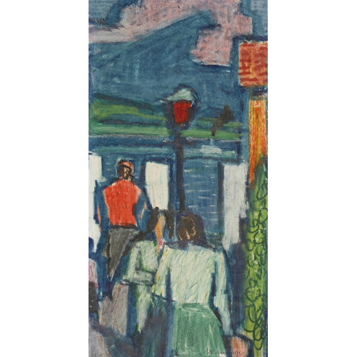 FRED STAUFFER : Uferpartie mit Figuren (DOBIASCHOFSKY AUKTIONEN AG)