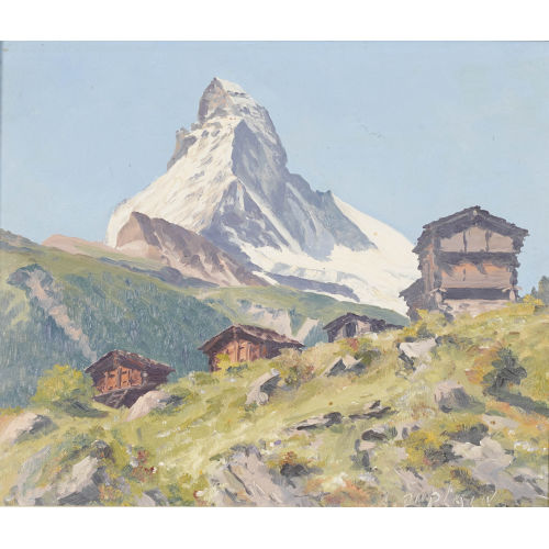 AMI-FERDINAND DUPLAIN : Blick auf einen Stadel und das Matterhorn (DOBIASCHOFSKY AUKTIONEN AG)