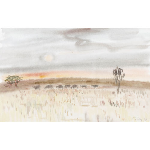 LEONHARD MEISSER : Weite Landschaft mit Ziegen (DOBIASCHOFSKY AUKTIONEN AG)