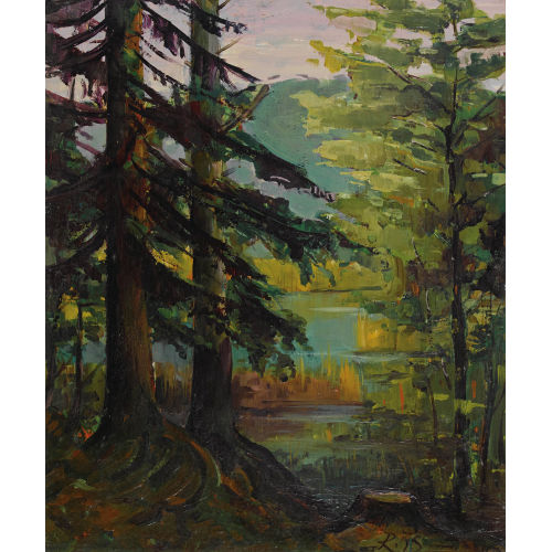 ROBERT BAUMBERGER : Baumbestandene Uferlandschaft (DOBIASCHOFSKY AUKTIONEN AG)