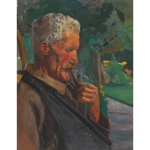 CUNO AMIET : Portr�t eines Pfeife rauchenden Mannes im Garten (DOBIASCHOFSKY AUKTIONEN AG)