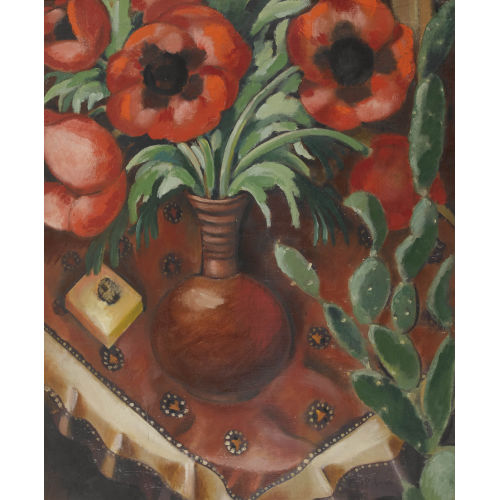 ANDR� JULIEN PRINA : 'La vase de pavots et le cactus sur la table' (DOBIASCHOFSKY AUKTIONEN AG)