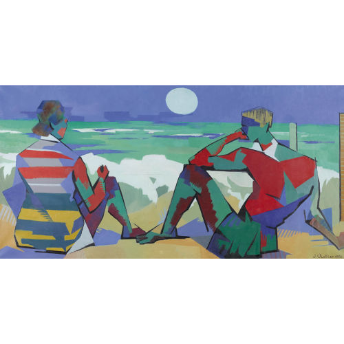 JEAN-PIERRE VIOLLIER : 'Dialogue sur la plage' ('Evocation magique de la mer') (DOBIASCHOFSKY AUKTIONEN AG)