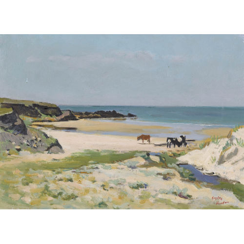 GASTON VAUDOU : 'Matin sur la plage � Dourveil' (DOBIASCHOFSKY AUKTIONEN AG)
