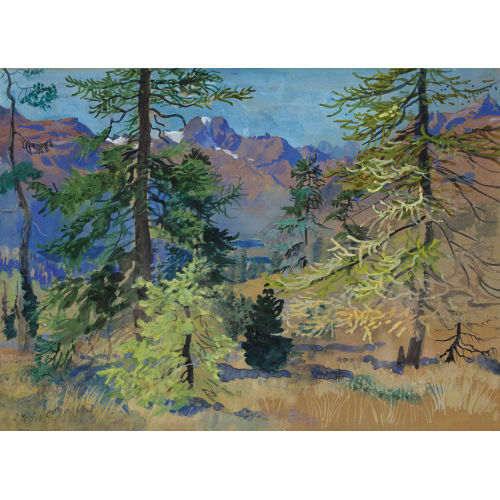 ERNST KREIDOLF : 'Blick auf Silsersee und Margna (Engadin)' (DOBIASCHOFSKY AUKTIONEN AG)