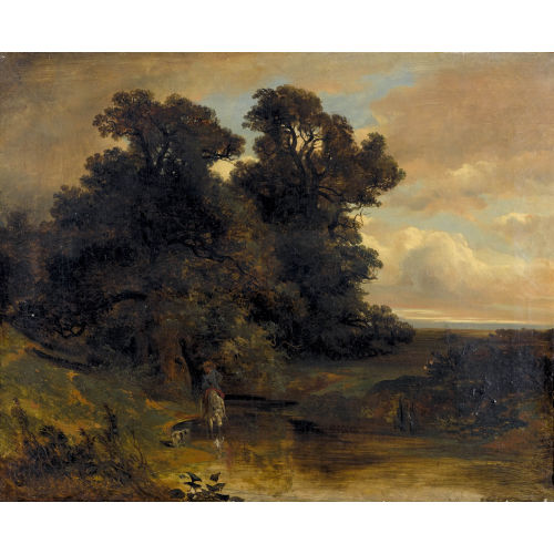 ALEXANDRE CALAME : Bachlandschaft mit einem Reiter (DOBIASCHOFSKY AUKTIONEN AG)
