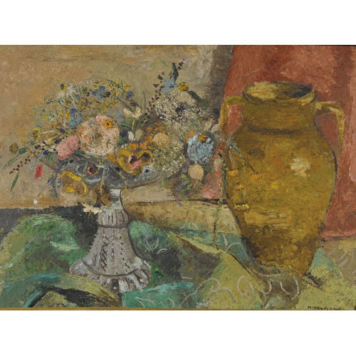 MARGHERITA OSSWALD-TOPPI : Stillleben mit Blumenstrauss und Henkelvase (DOBIASCHOFSKY AUKTIONEN AG)
