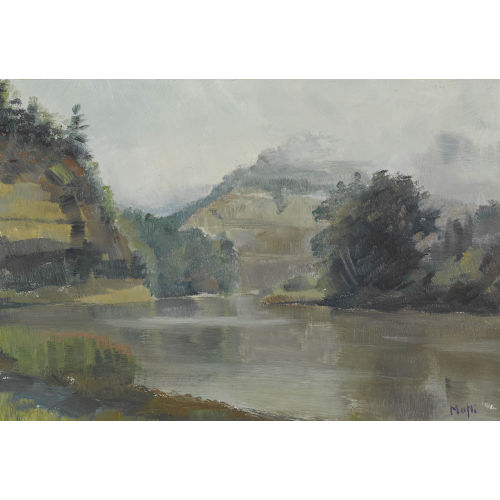 WALTER MAFLI : 'Nebel an der Sarine bei Fribourg' (DOBIASCHOFSKY AUKTIONEN AG)