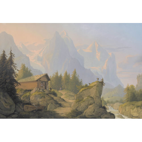 KONRAD CORRADI : Ansicht mit Wellhorn, Wetterhorn und Rosenlauigletscher (DOBIASCHOFSKY AUKTIONEN AG)