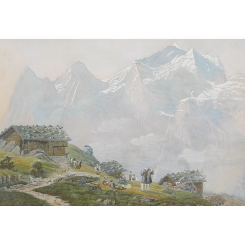 JOHANN LUDWIG BLEULER : Bergrast mit Eiger, M�nch und Jungfrau (DOBIASCHOFSKY AUKTIONEN AG)