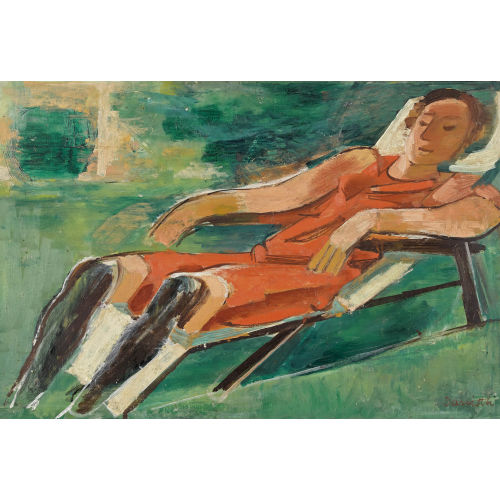 HEINRICH DANIOTH : Frau im Liegestuhl (DOBIASCHOFSKY AUKTIONEN AG)