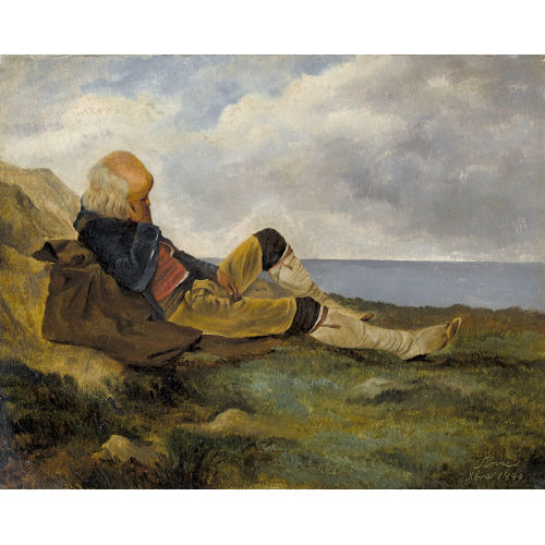 ALEXANDRE CALAME : Vieillard songeant pr�s de la c�te (DOBIASCHOFSKY AUKTIONEN AG)
