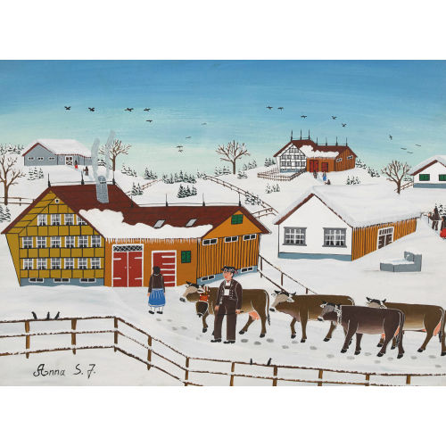 ANNA (EIGTL. JOSIPOVIC STAUB : Appenzeller Winterlandschaft mit Dorf und K�hen (DOBIASCHOFSKY AUKTIONEN AG)