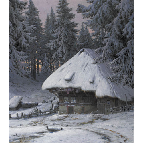 KARL HAUPTMANN : Verschneites Bauernhaus im Schwarzwald (DOBIASCHOFSKY AUKTIONEN AG)