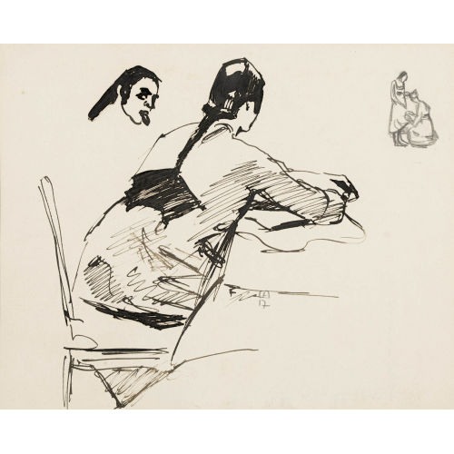 CUNO AMIET : R�ckenansicht einer sitzenden Frau am Tisch (DOBIASCHOFSKY AUKTIONEN AG)