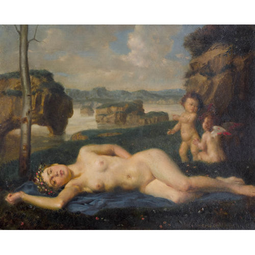 THEODOR BAIERL : Liegender weiblicher Akt mit Putti (DOBIASCHOFSKY AUKTIONEN AG)