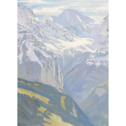 KARL ANNELER : Lauterbrunnental mit Breithorn (DOBIASCHOFSKY AUKTIONEN AG)