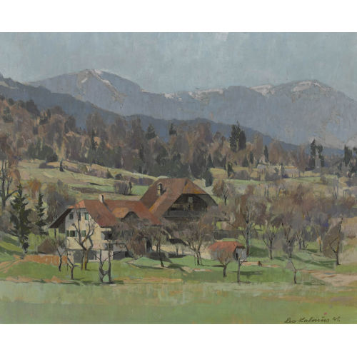 LEO KALMUS : Fr�hlingslandschaft mit Bauernh�fen (DOBIASCHOFSKY AUKTIONEN AG)