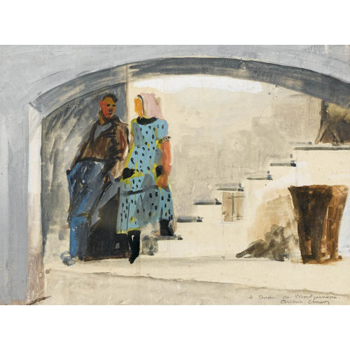 ALBERT CHAVAZ : Bauernpaar im Hof (DOBIASCHOFSKY AUKTIONEN AG)