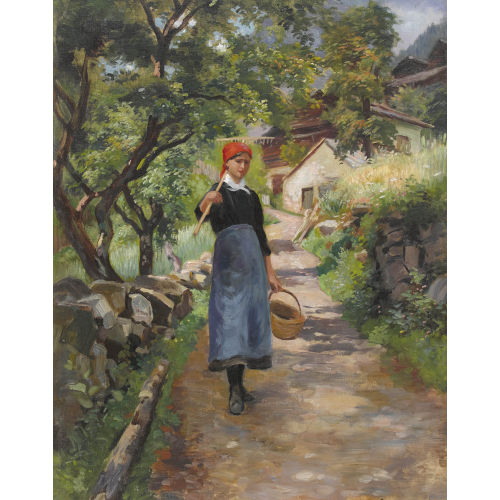 FRITZ-�DOUARD HUGUENIN-LASSAUGUETTE : 'Paysanne au Cerneaux' (DOBIASCHOFSKY AUKTIONEN AG)
